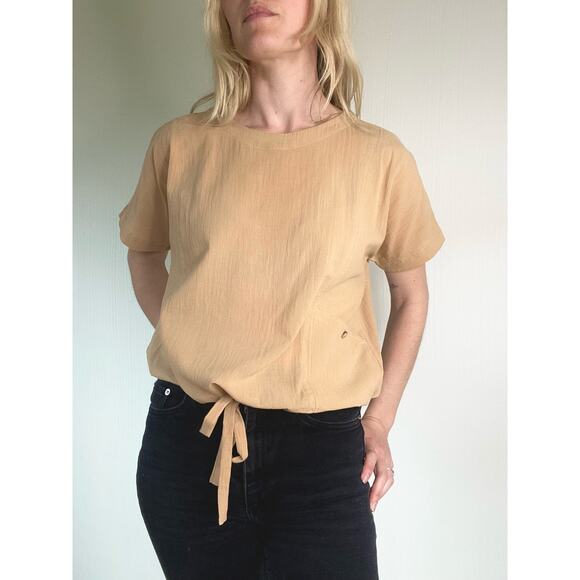 MADEWELL Beige Gauze Cotton Top US XS - Picture 2 of 14